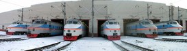 Электропоезда ЭР200-1 и ЭР200-2 в депо Металлострой